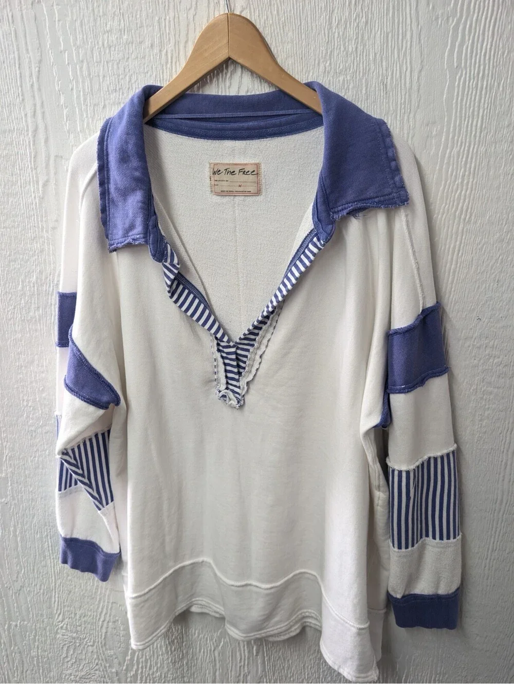 Free People We The Free Clean Prep Polo Pullover Top Oversized Striped Medium